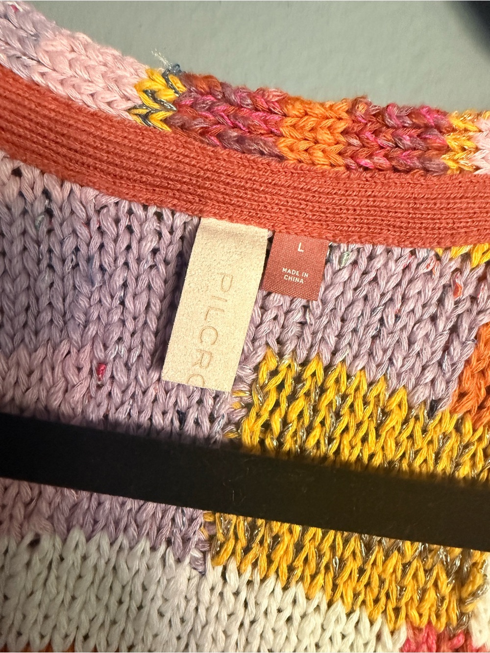 Anthropologie Pilcro patchwork Multicolor Knit Sweater size large π»π·π» - Picture 2 of 5